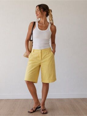 Talbots Yellow Knee-Length Bermuda Shorts